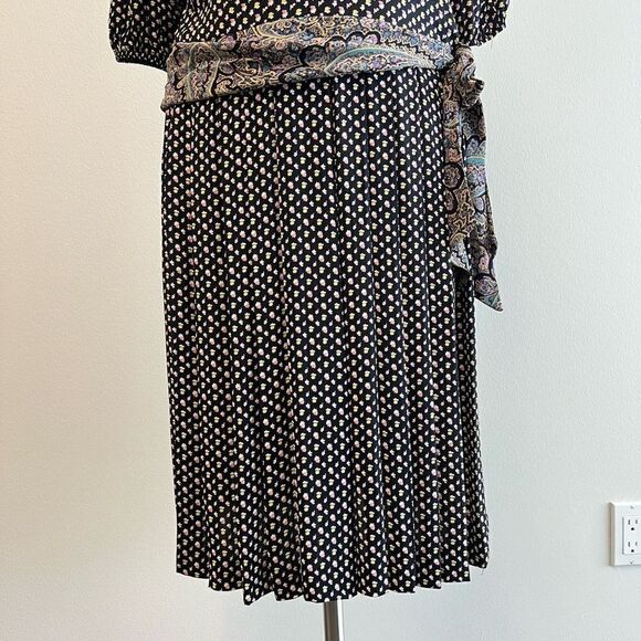 Vintage 80s Tarus II Women’s 10 Victorian Tie Midi Dress Cottagecore Floral USA - Picture 3 of 14